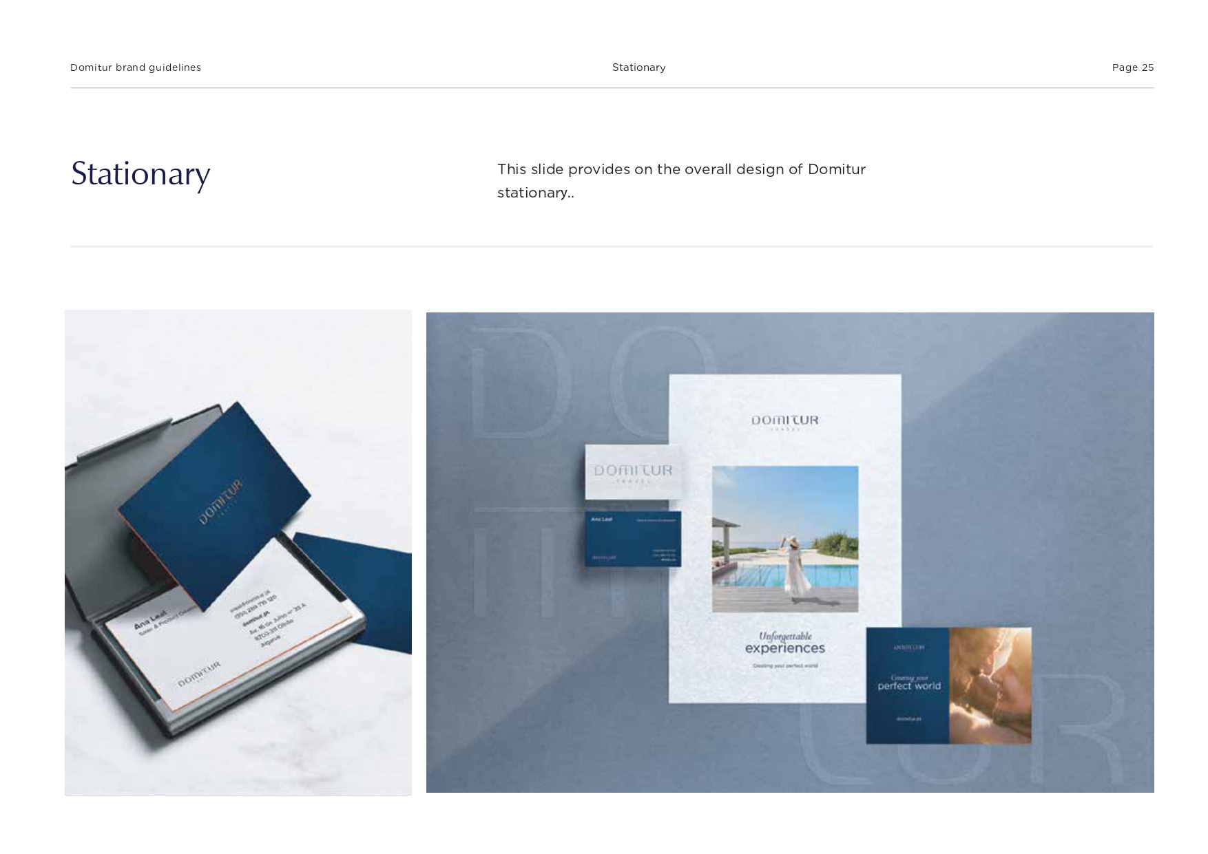 Domitur brand presentation and stationery design