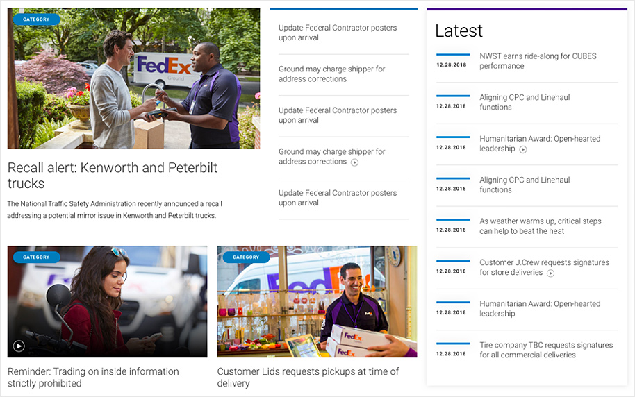 FedEx content architecture and interface modules